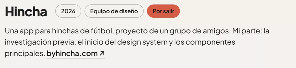 Hincha en «La escena que se achica», de la ronda 8: el nombre con sus etiquetas y un párrafo.